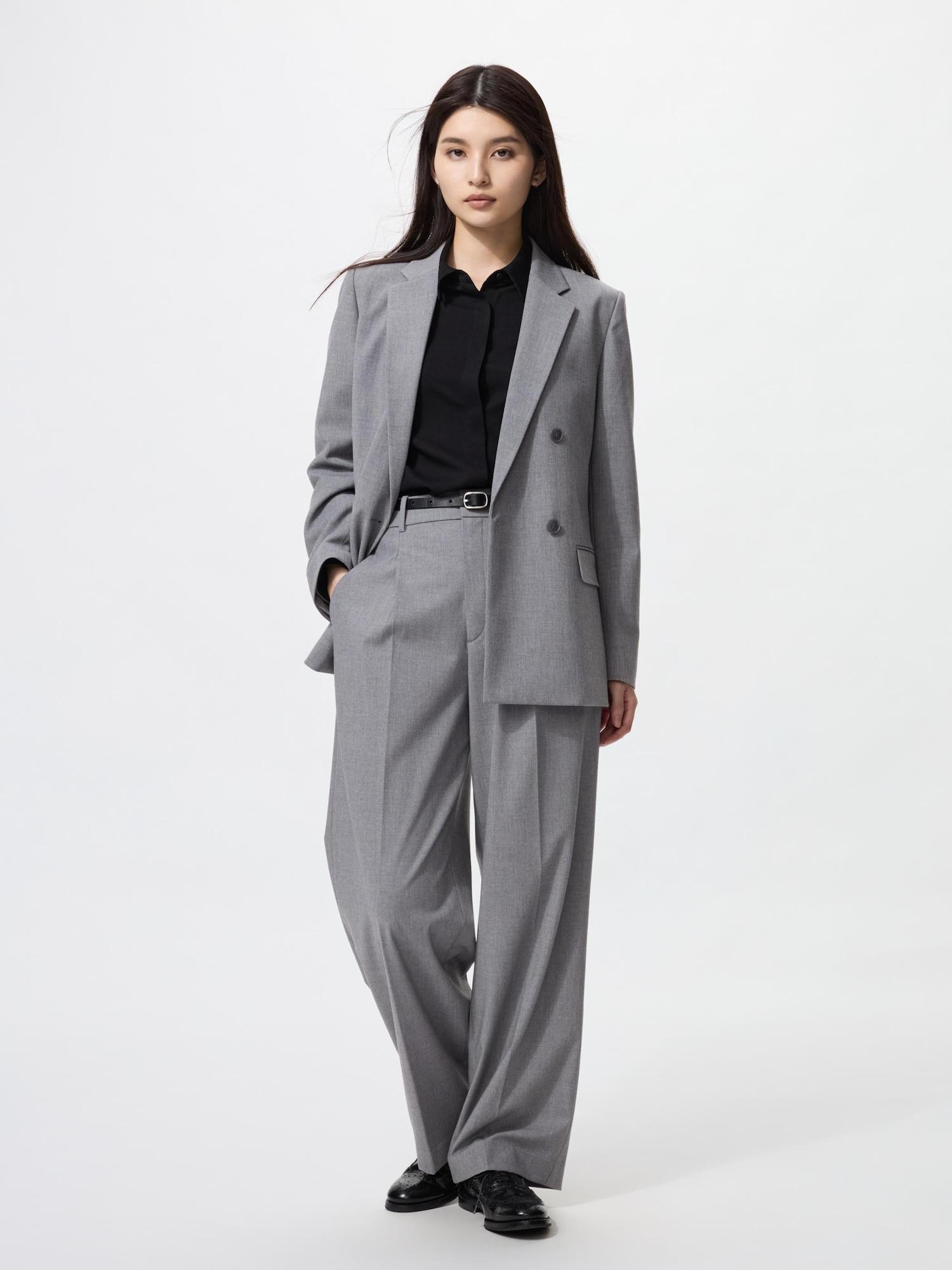 

Uniqlo Умные широкие брюки Длина штанины 70 74 см 05 GRAY/WOMEN M