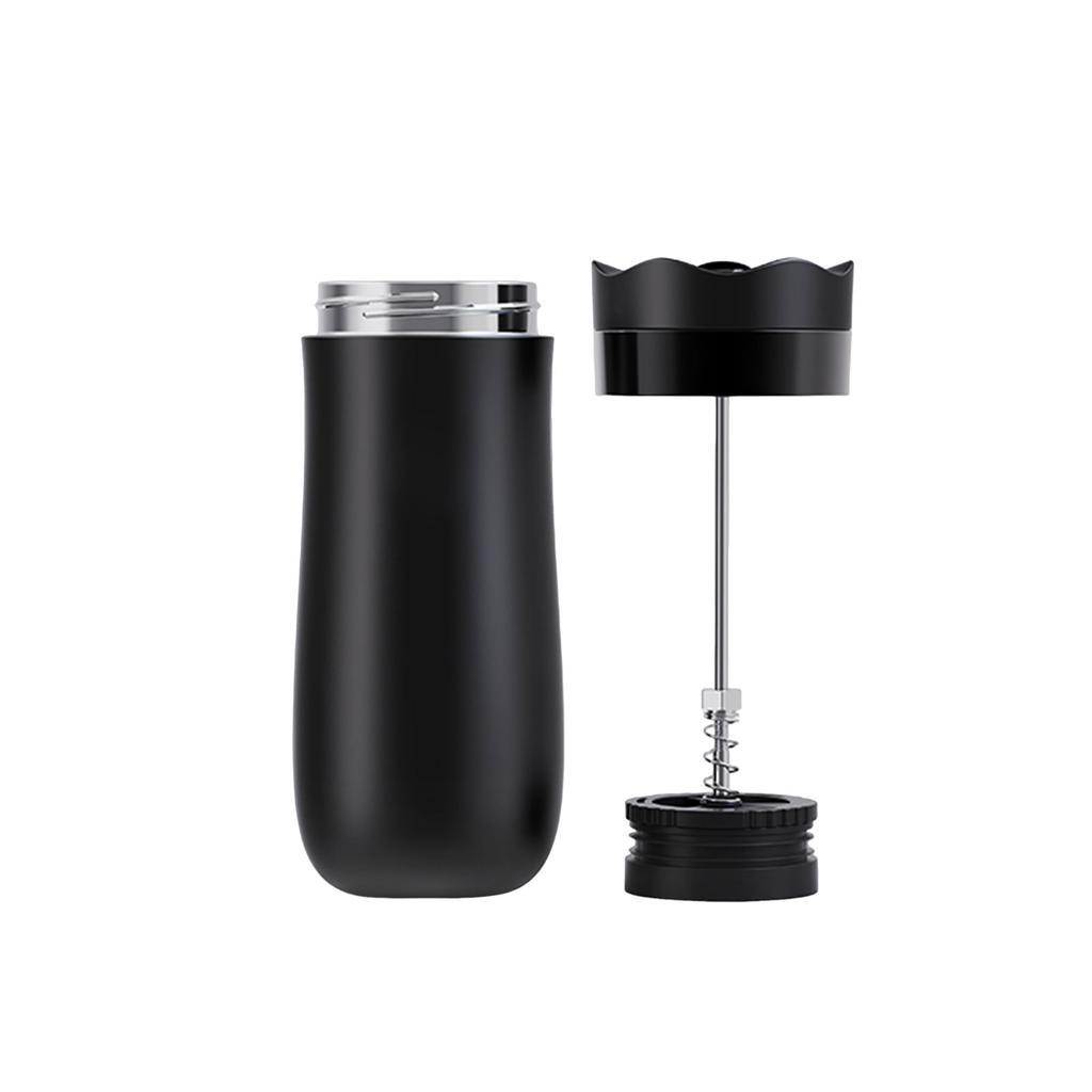 Portable French Press Coffee Maker, 320ml Insulated 304 Stainless Steel Vacuum Cup with Leak Proof Lock Lid, 8 Hours