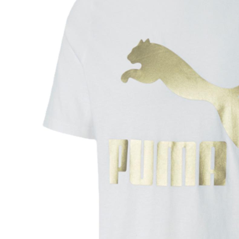 Puma Logo Printed Short Sleeve T-Shirt Men Tops White 673666-02