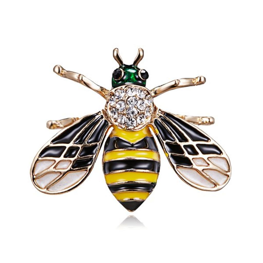 Exquisite Women Men Little Bee Fashion Crystal Brooch Decoration Rhinestone Insect Series Enamel Brooches Pins Accessories