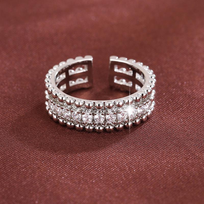 Elegant Adjustable Zirconia Copper Ring for Men and Women
