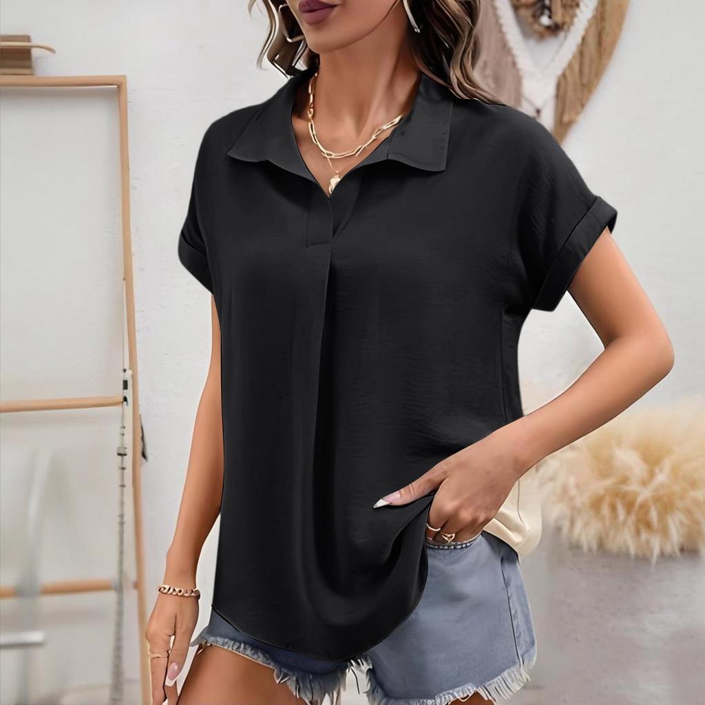 Women Blouses Spring Summer Tops For Women Short Sleeve V Neck Casual Work Tops