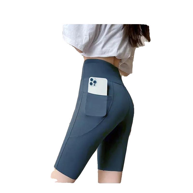 Plus Size Women's Yoga Shorts: Shark Print, Tummy Control, Pocket, Hip Lift, Black Leggings