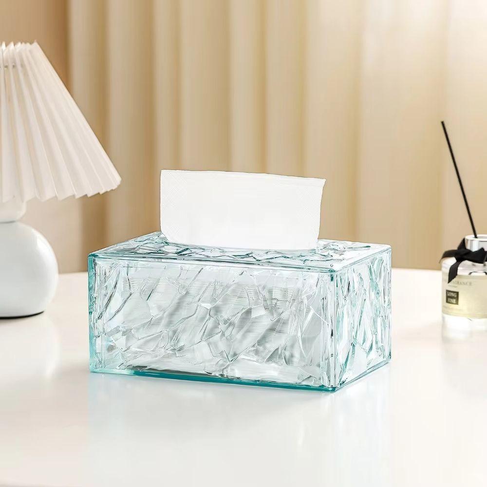 Non-Slip Clear Tissue Box Dust Resistant Tissue Storage Case Facial Tissue Holder Living Room