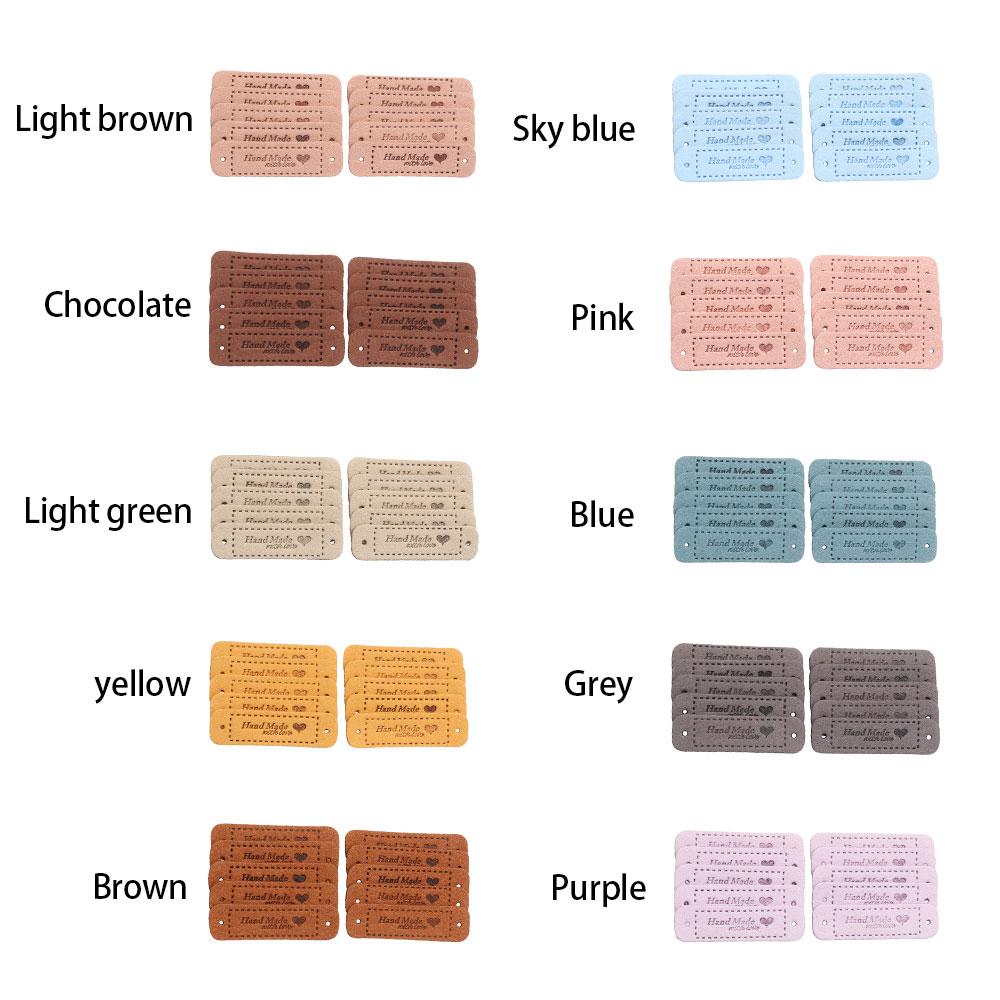 20PCS DIY Hats Bags PU Leather Hand Made With Love Clothes Tags Label Garment Labels