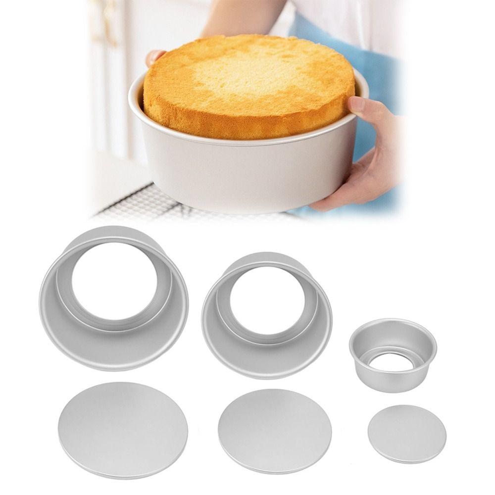 3pcs Anodized Finish Round Cake Pan Aluminum Alloy Removable Bottom Cake Pan  Cake Baking