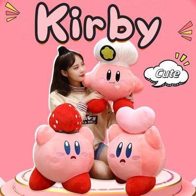 Big Size Stuffed Chef Pink Love Strawberry Kirby Plushies Cartoon Anime Japanese Style Game Figure Plush Toy Lovely Doll Gifts