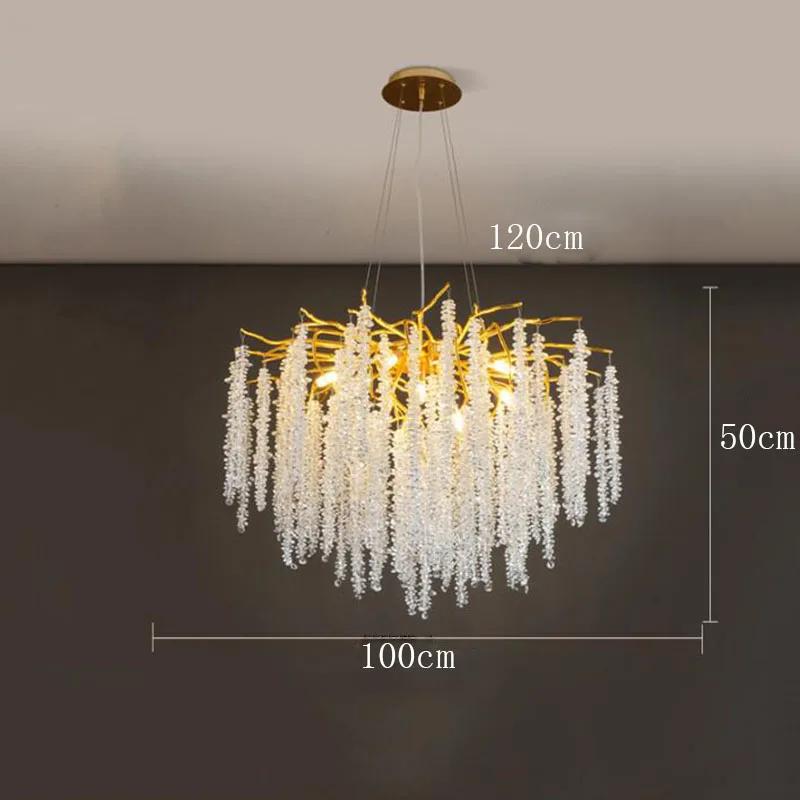 Modern living room chandelier Nordic luxury crystal chandelier decoration villa LED light bedroom lighting Ceiling pendant lamp
