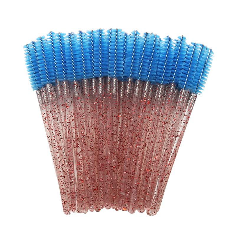 Crystal Handle Disposable Eyelash and Eyebrow Brush - 50 Pack Spiral Comb for Extensions