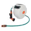 Retractable Garden Hose Reel Free Standing Wall Mount with Sprayer Nozzle Any Length Lock Slow Return 180 degrees