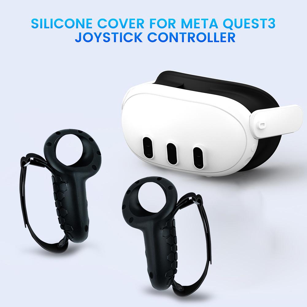 Silicone Removable Battery Controller Case Kit Battery Cover Controller Grips Case Set with Wrist Knuckle Strap for Meta Quest 3