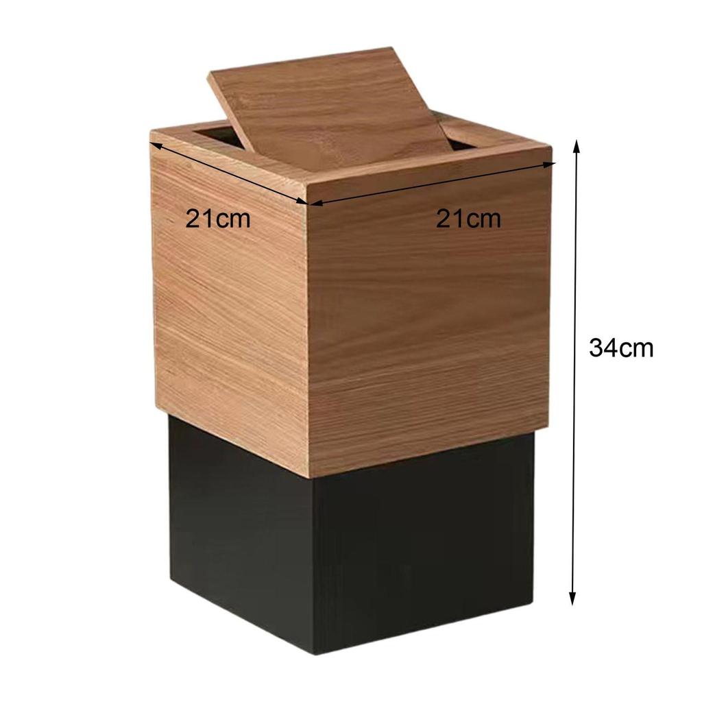 Wood Trash Can with Lid Garbage Bin Wastebasket Square Slim Top Trash Can Removable for Home Office Bathroom Living Room Kitchen