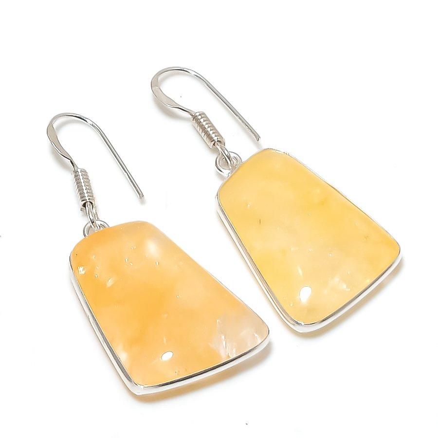 Natural Yellow Aventurine 925 Sterling Silver Jewelry Earring 1.69 AE-12454