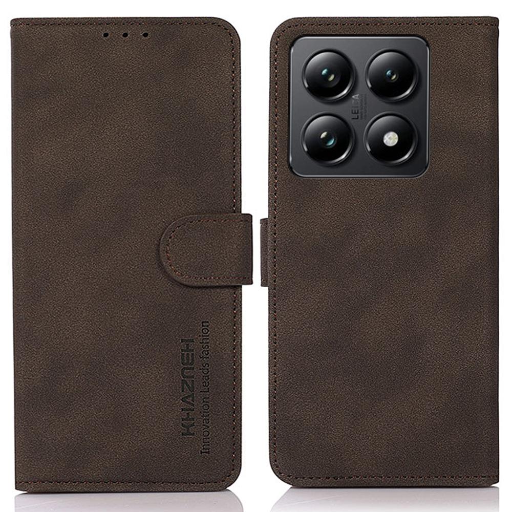 

KHAZNEH For Xiaomi 14T Stand Case PU Leather Wallet Phone Cover Brown