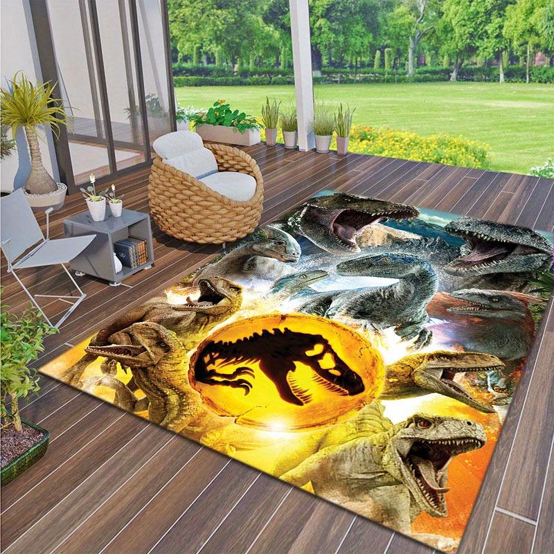 800g Heavy Duty Dinosaur Mat,Vibrant T-Rex Velociraptor Digital Print, Large Size for Indoor Outdoor Living Room Kitchen Camping