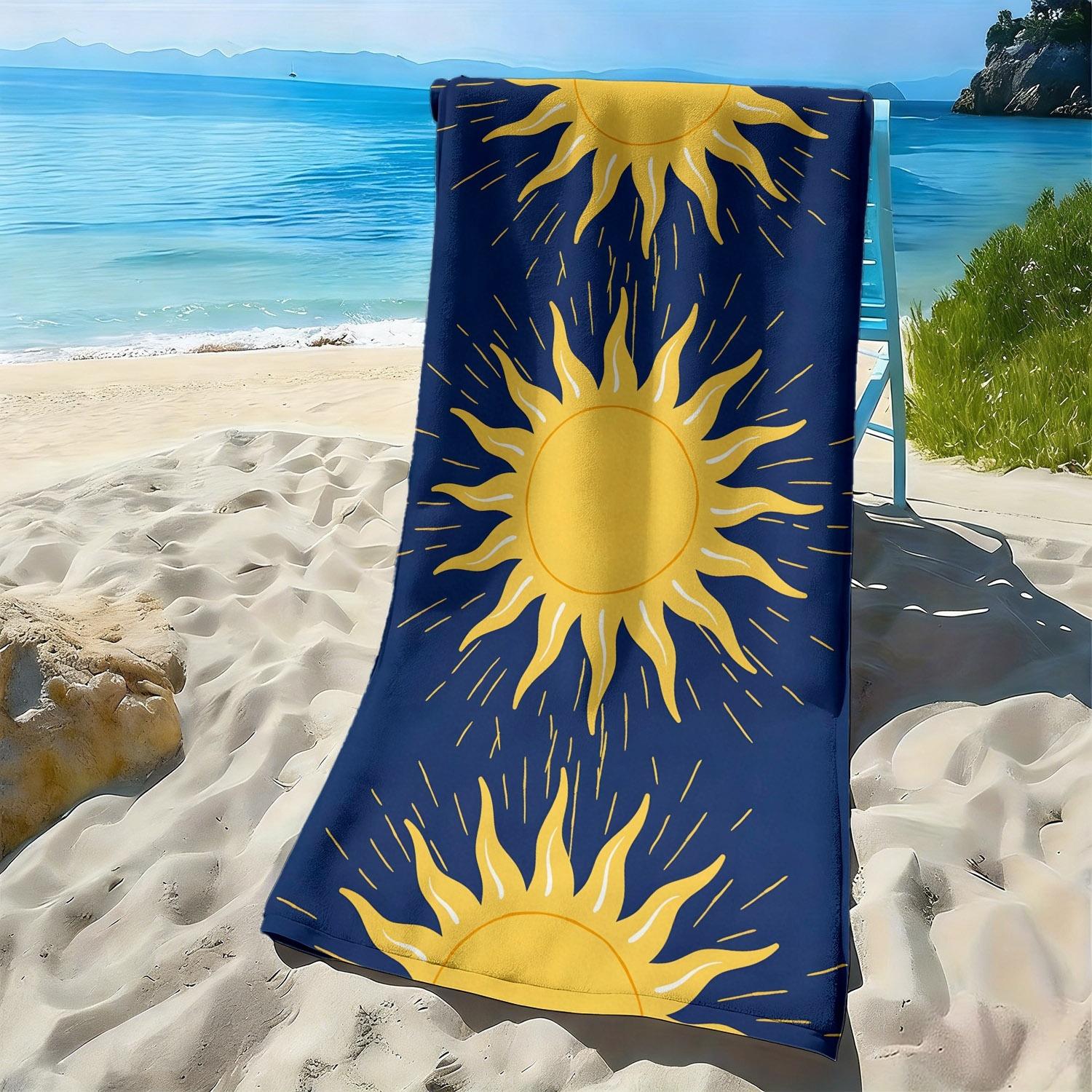 

Retro Bohemian Sun Totem Pattern polyester microfiber beach towel is highly absorbent, suitable for swimming and beach outings W40*H60(CM)