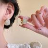 Retro Full Crystal Round Gold Color Ear Buckle  New Luxury Shiny Hoop Earrings For Womens Fashion Jewelry Wedding Gift