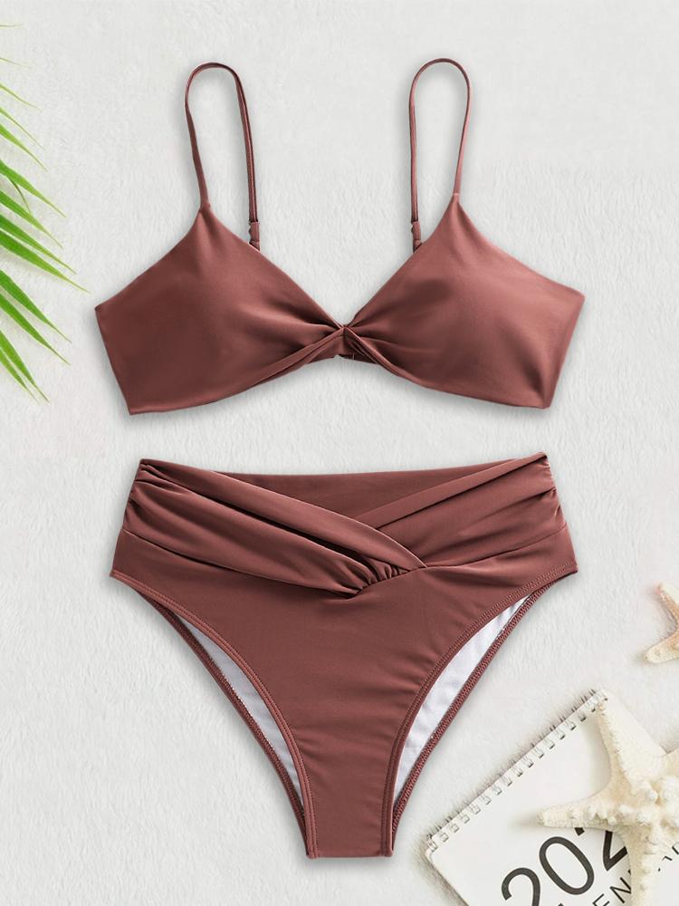 Bikini plavky dámské plavky 2024 nové jednobarevné černé tanga tanga bikini souprava dvoudílné dvoudílné plavky dámské plážové oblečení