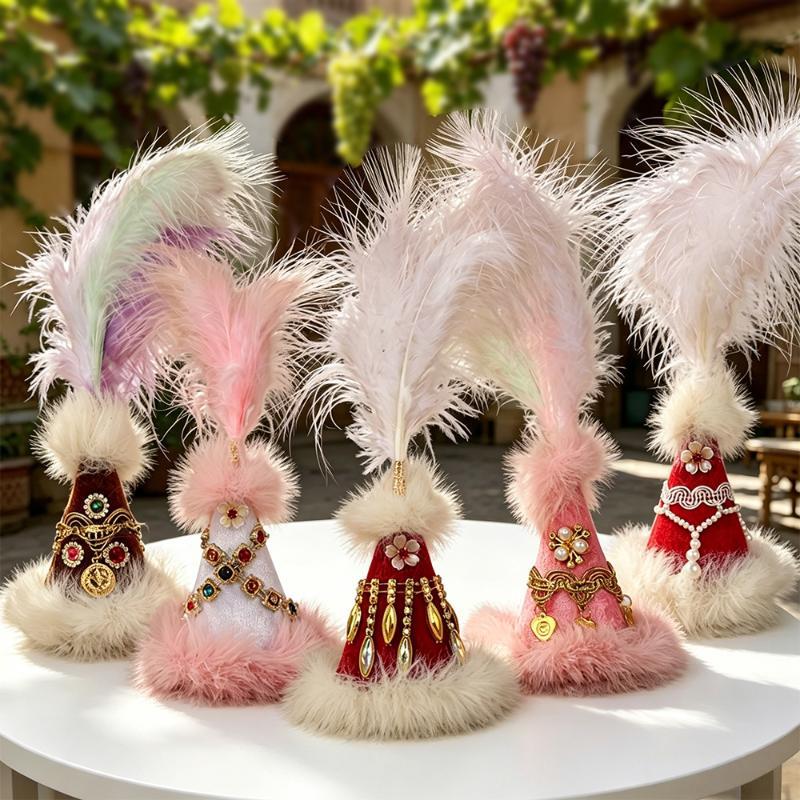 1Pcs Long Hat Lamb Delicate Plush Doll Wearing Ethnic Traditional Clothes Sheep Home Decro Birthday Gifts New Year Mascot