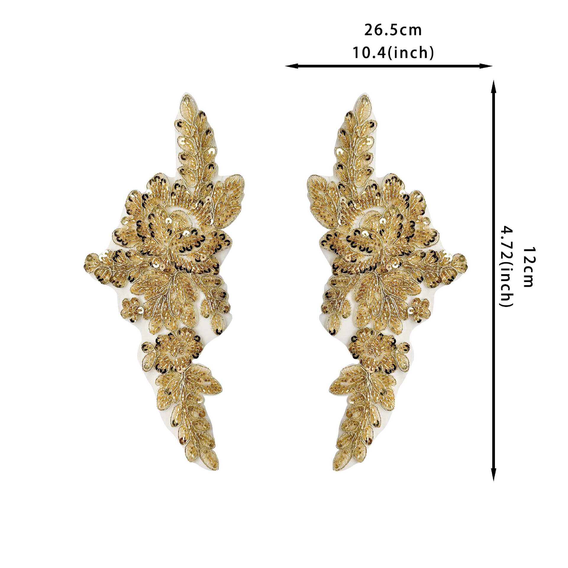 

Золотые бусины ручной работы, леска для костей, цветочная одежда, платье, одежда для выступлений, декоративные аксессуары, тканевые наклейки, аксессуары H6121 gold pair