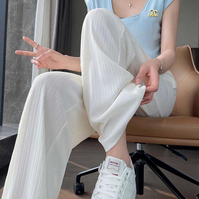 

Summer Wear New Models Without Support and Belly, Casual Straight Wide-leg Trousers, Spring and Autumn S чорний