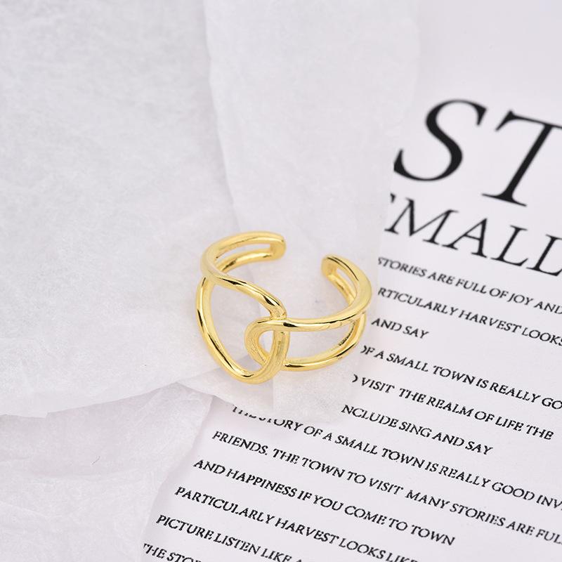 Fashion Personalized Index Finger Ring Niche Design Geometric Twist Open Ring Temperament Retro Couple Ring for Girlfriend Simple Geometric Ring