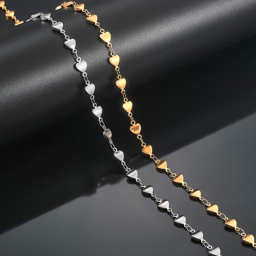 6mm Wide Dainty Stainless Steel Heart Necklace Link Chain for Women Gold/Silver Metal Jewelry Accessories on Neck Choker
