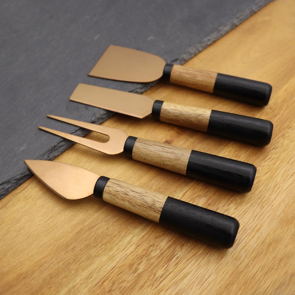 New Creative Wood Handle Hard Soft Cheese Knife Set Stainless Steel Cheese Knives Cheese Cutter 4pcs Cheese Tools Set CHINA