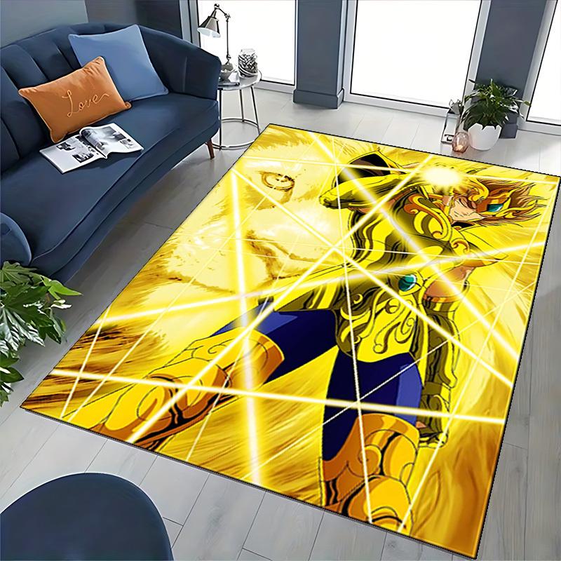 1pc Golden Lion Saint Seiya Chair Mat - Anime Cartoon Design Office Desk Pad, Non-Slip Rug for Home Decor, Suitable for All Seasons.R010