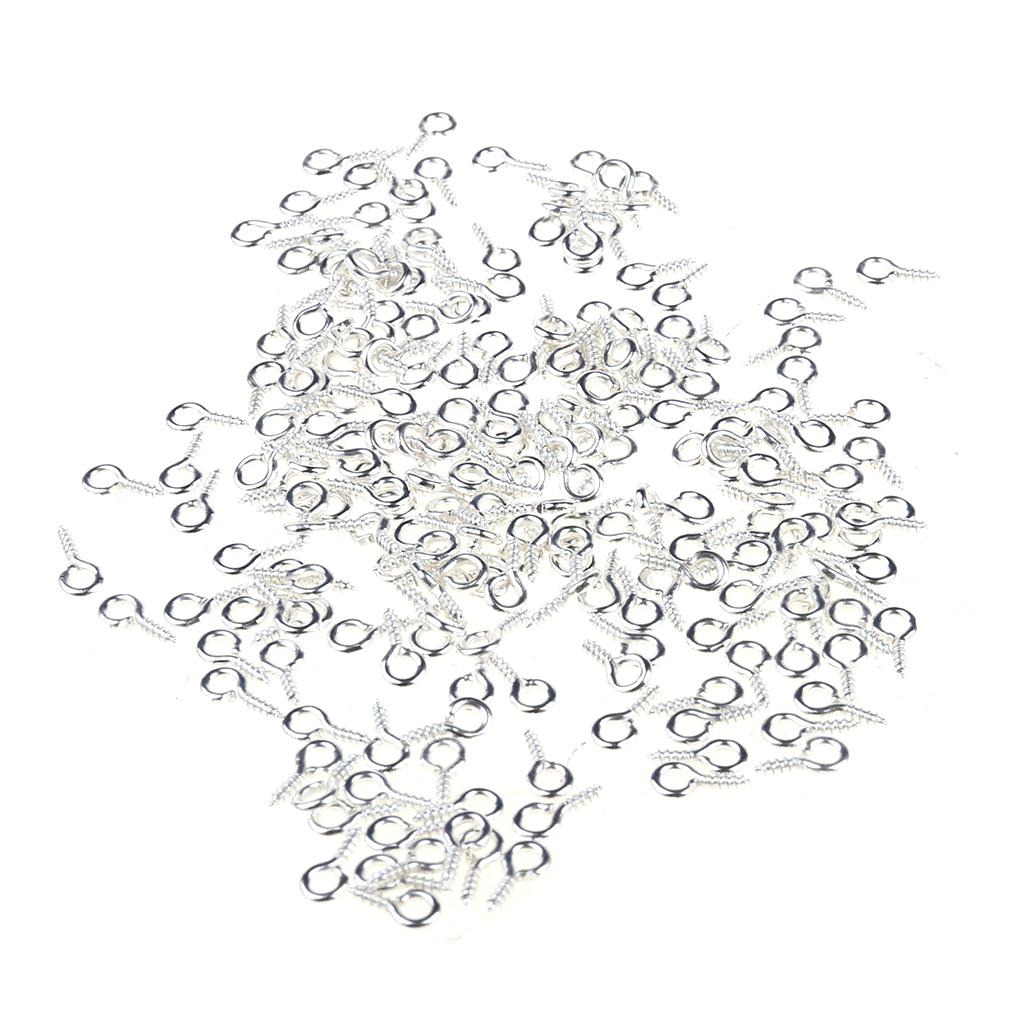 600x Silver Clasps Hook Mini Screws Jewelry Small Screw Eye Pins for DIY Craft
