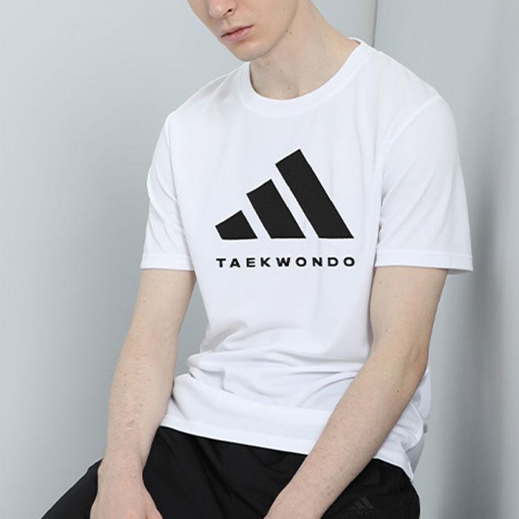 Adidas Logo Print Sports Knit Casual Breathable Round Neck Short Sleeve T-Shirt Unisex T-Shirts White Black ADICLTS24TKP-WB