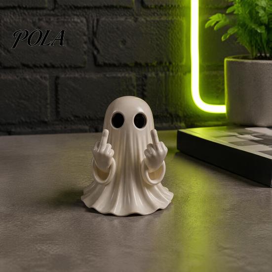 Spooky Cute Home Decor Halloween Ghost Figurine, Funny Middle Finger Statue, Table Decorations, Cartoon Modern Resin Holiday Desktop Ornament
