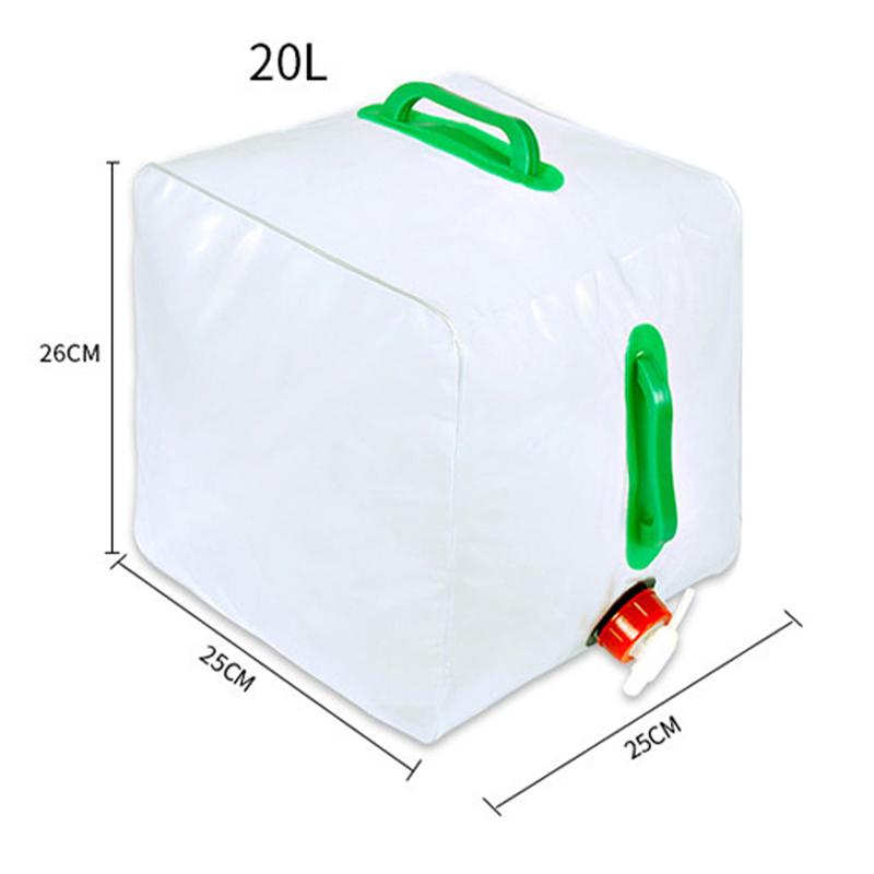 20L Foldable 0.5mm Thick PVC Water Container Camping Water Storage Bag, 25x25x26cm (BPA-Free, No FDA)