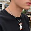 Three-Headed White Goose Keychain Pendant Necklace Earrings Three-Dimensional Relief Resin Hand-Painted Lightweight Necklace Jewelry Gift Accessories