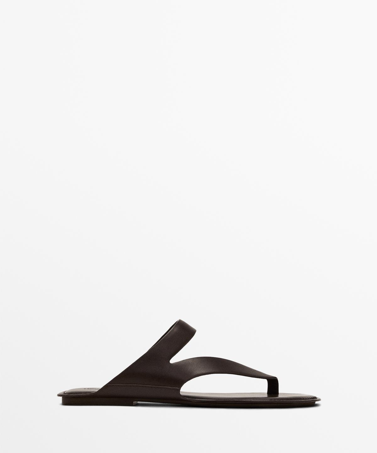 Massimo Dutti Asymmetrical Leather Toe Sandals