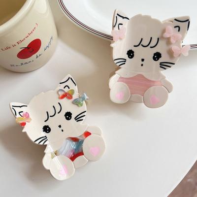 1 Stück Niedliche Katze Splicing Krallenklemme Mittelgroße Haarklammer Hai-Klammer Personalisierte Mode Süße Haaraccessoires
