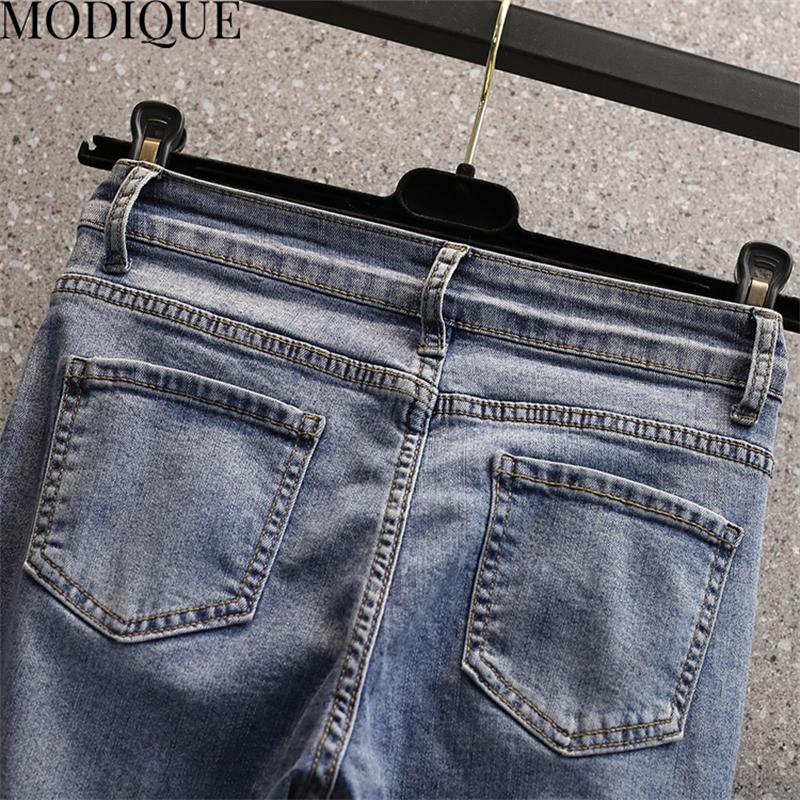 MODIQUE Toamnă Mărimi Mari Pantaloni Noi Dama Elastici Drepți Lungime Glezna Bază Dama Casual Lungime Completă Blugi Denim Femei Pantaloni Lungi din Bumbac