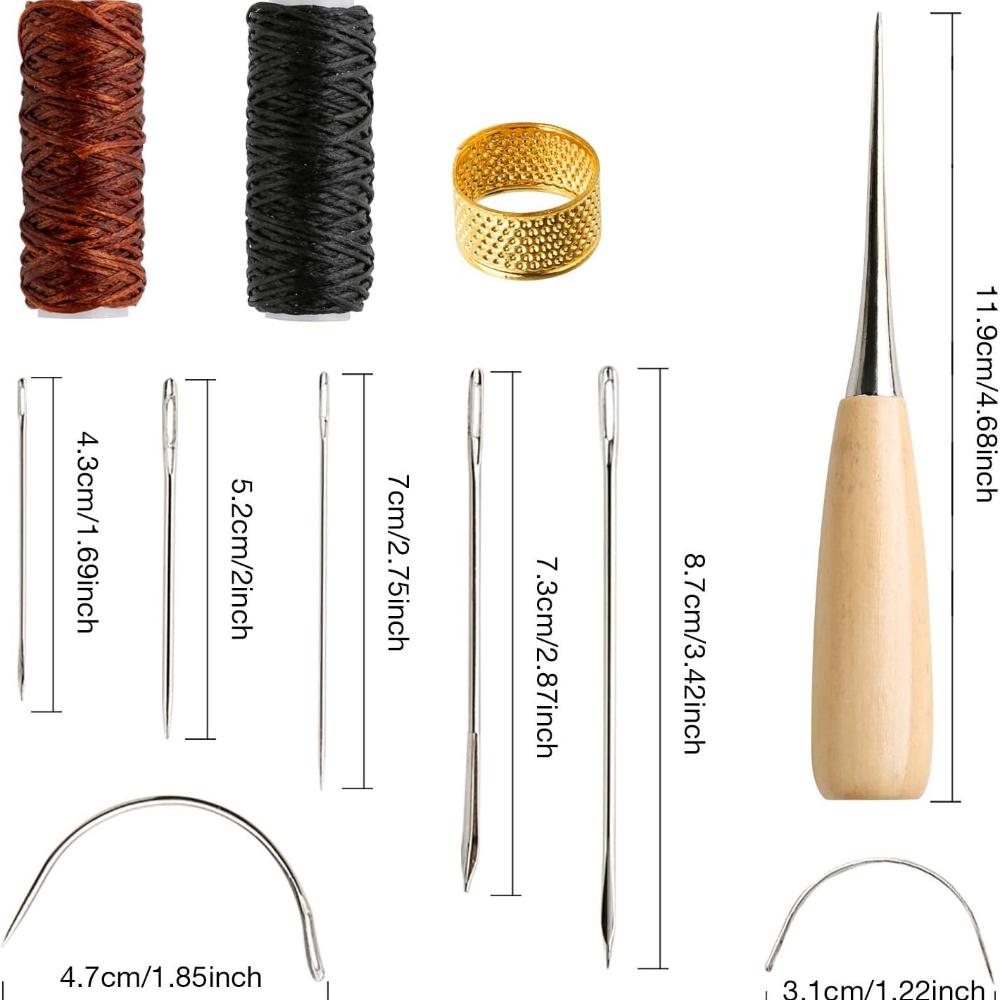 Leather Repair Kit 11 Pieces Sewing Tools Waxed Leather Thread and Needles for Upholstery Sewing Fabric Tools for Sofas, Carpets and Sewing Skins
