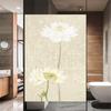 Static Cling Window Film Privacy Lotus Flower Frosted Glass Sticker UV Blocking Heat Control  Window Tint for Homedecor