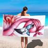 Fashionable pink flamingo sunglasses polyester microfiber beach towel is highly absorbent, suitable for swimming beach outings