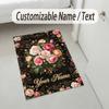 Floral Elegance Theme Soft Crystal Velvet Rug Custom Name & Text Print Non Slip Floor Rug for Bedroom Living Room