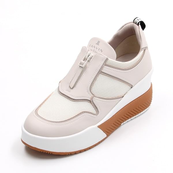 Lanvin en Bleu Platform Sneakers Ivory Size Women's Zip-Up 2867, Combi, 23.5cm