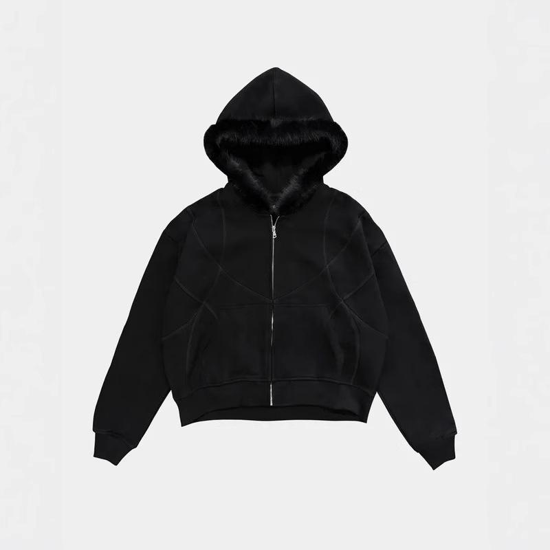 European and American Retro Personalized Men's and Women's Y2K Loose Cardigan Zipper Autumn and Winter Warm Hooded Sweatshirt