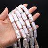 Boho Handmade Rectangle Pearl 15×10mm, White Natural Freshwater Pearls Beads for Jewelry Making DIY Necklace Accessories, Mother's Day Crafts 36cm