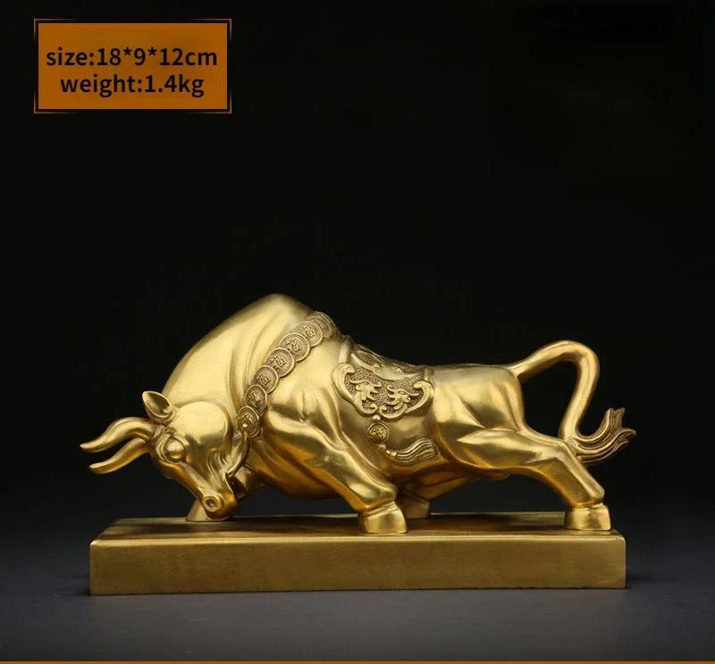 High Quality Fortune Copper Bull Settlement Turn On Living Room Office Decor Desk Crafts