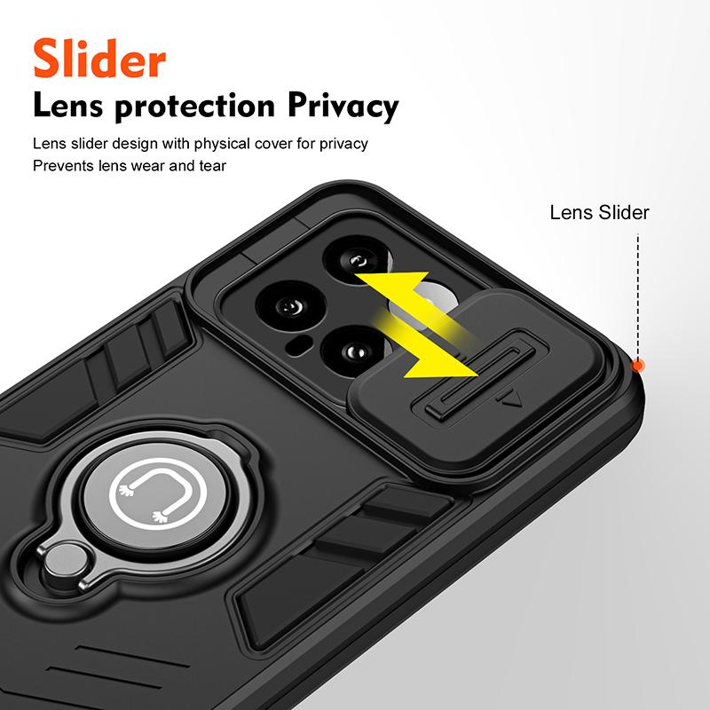 For Xiaomi 14 Shockproof Armor Case For Xiaomi 14 With Car Magnetic Ring Holder Phone Cover For Mi 14 Wireless Charging Cases