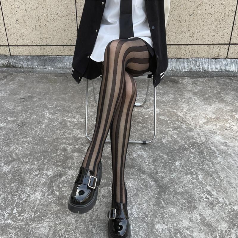 Anti Hook Ultra Thin Nylon Thigh High Stockings Pantyhose Lingerie Hosiery Striped Body Stocking New Sexy Women Tights Pantyhose