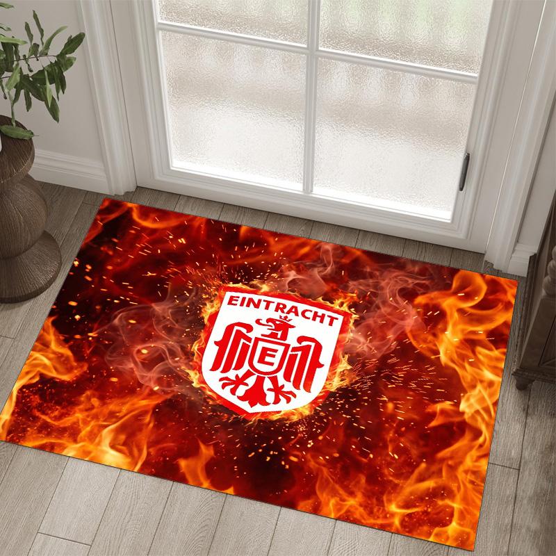 Eintracht Frankfurt Fußball Design Kristall Samt Teppich Gemütlich Non?Rutschfester Teppich mit Aufdruck für Schlafzimmer Wohnzimmer Eingang