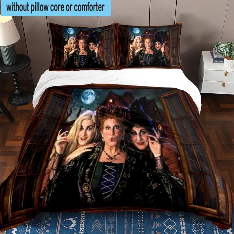 3PCS Halloween witch 3pcs Bedding,Including 3PCS Duvet Cover And 2pcs Pillowcases Perfect for Christmas,Ideal for Bedroom, Dormitory