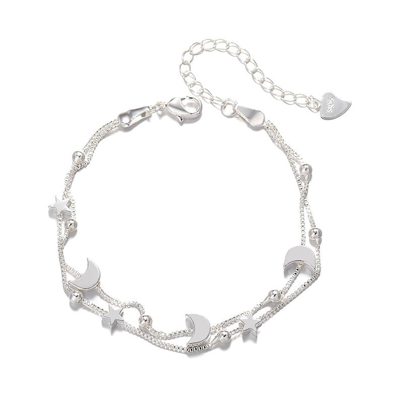 925 Sterling Silver Hand Bracelet Star Moon Bracelets For Women Couple Elegant Jewelry Accessories Jewellery Money 925